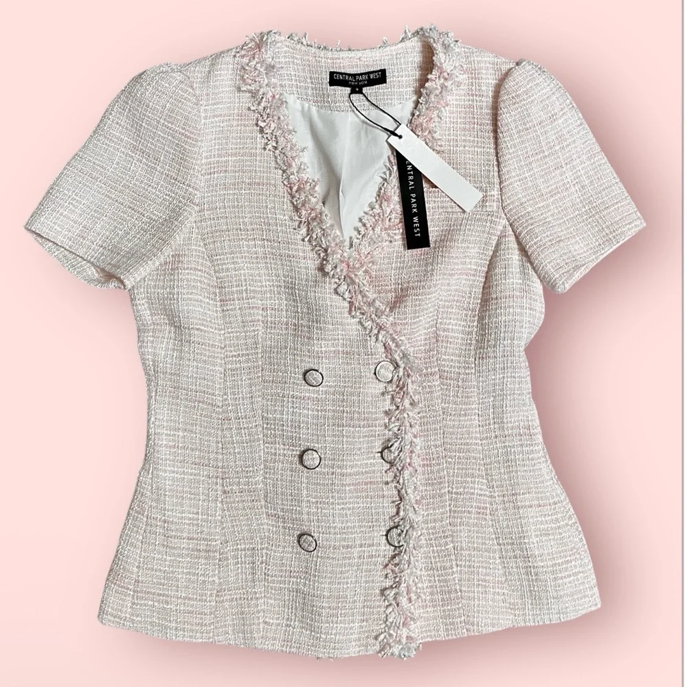 central park west New York City tweed pink maizie blazer jacket size S Small - Picture 3 of 13